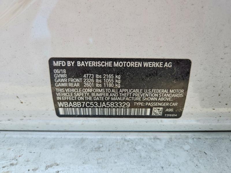 2018 Bmw 340 მანქანა იყიდება აუქციონზე, vin: WBA8B7C53JA583329, აუქციონის ნომერი: 57398776