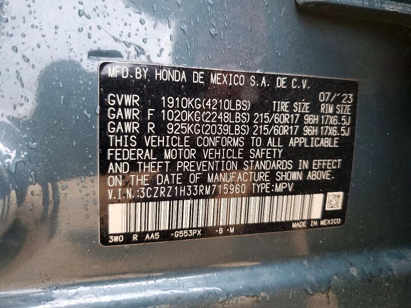 Aukcja sprzedaży 2024 Honda Hr-v, vin: 3CZRZ1H33RM715960, numer aukcji: 57779036