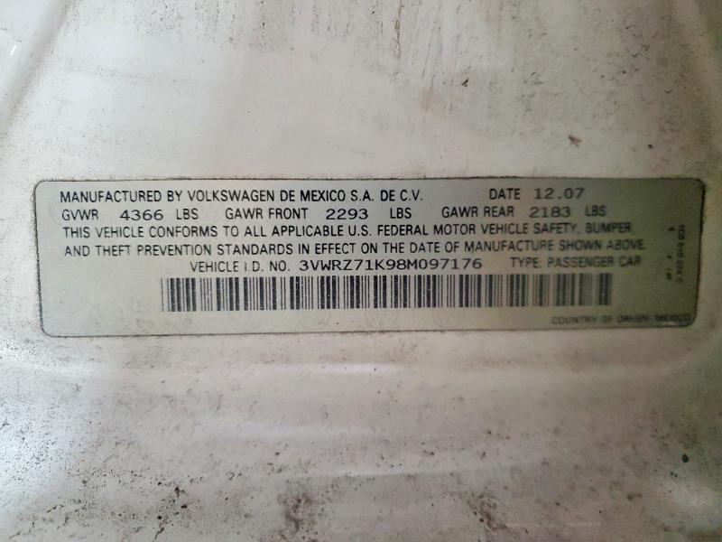 Продажа на аукционе авто 2008 Volkswagen Jetta, vin: 3VWRZ71K98M097176, номер лота: 55748946