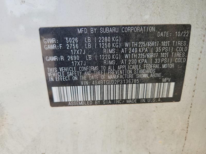 Aukcja sprzedaży 2023 Subaru Outback, vin: 4S4BTGUD2P3136785, numer aukcji: 55571186