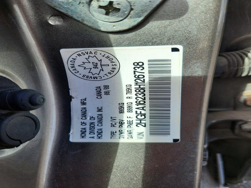 Продажа на аукционе авто 2008 Honda Civic, vin: 2HGFA16238H126738, номер лота: 57007396