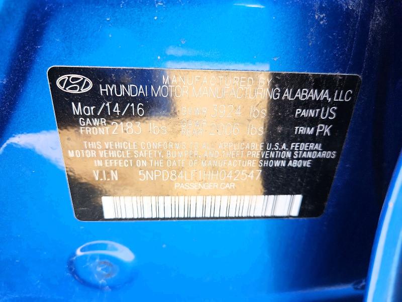 2017 Hyundai Elantra მანქანა იყიდება აუქციონზე, vin: 5NPD84LF1HH042547, აუქციონის ნომერი: 56013476