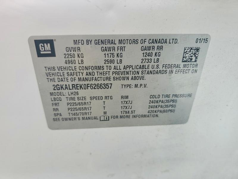 Продаж на аукціоні авто 2015 Gmc Terrain, vin: 2GKALREK0F6266357, номер лоту: 56795216