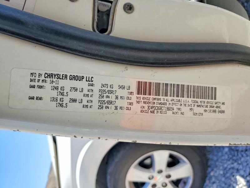 58977916 :رقم المزاد ، 3C4PDCBG8CT196694 vin ، 2012 Dodge Journey مزاد بيع