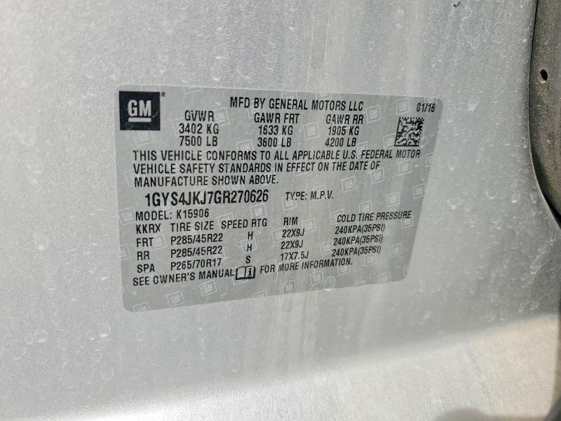 57089166 :رقم المزاد ، 1GYS4JKJ7GR270626 vin ، 2016 Cadillac Escalade مزاد بيع