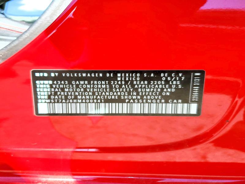 Продажа на аукционе авто 2017 Volkswagen Jetta, vin: 3VW5T7AJ6HM400941, номер лота: 57332516