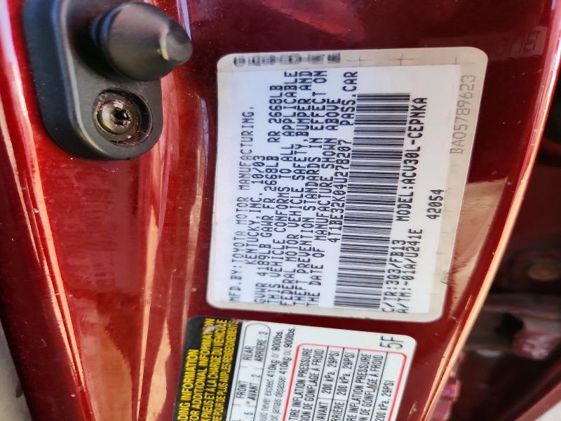 Aukcja sprzedaży 2004 Toyota Camry, vin: 4T1BE32K04U278207, numer aukcji: 58127776
