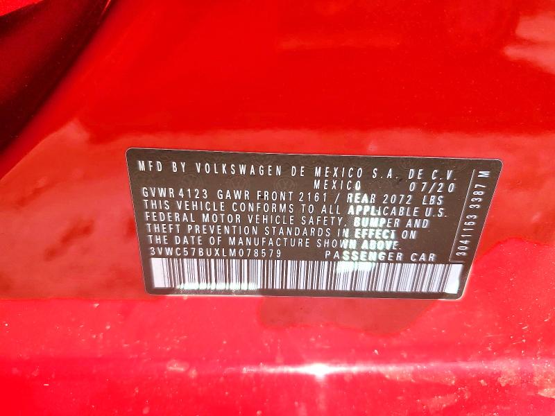 55771526 :رقم المزاد ، 3VWC57BUXLM078579 vin ، 2020 Volkswagen Jetta مزاد بيع