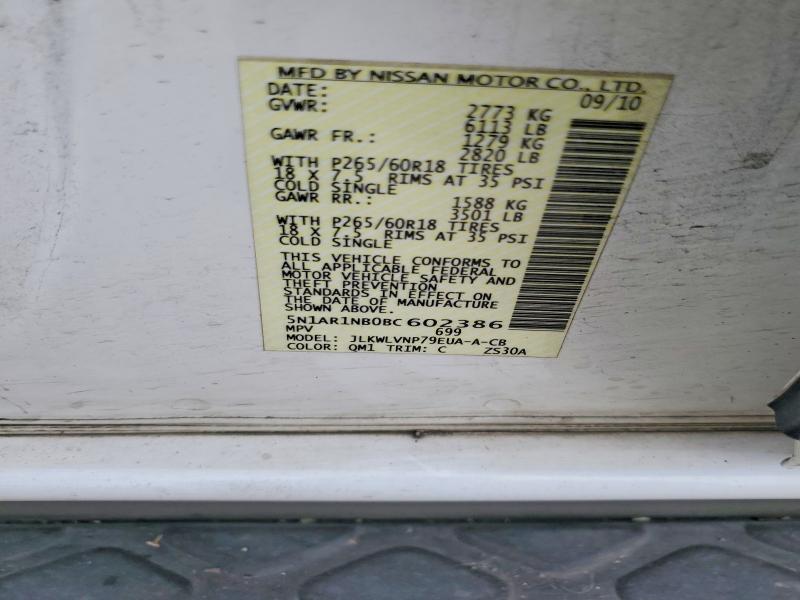 Продаж на аукціоні авто 2011 Nissan Pathfinder, vin: 5N1AR1NB0BC602386, номер лоту: 56081566