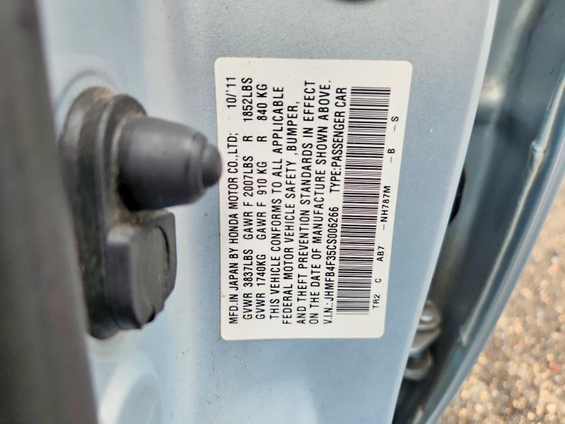 56351766 :رقم المزاد ، JHMFB4F35CS006266 vin ، 2012 Honda Civic مزاد بيع