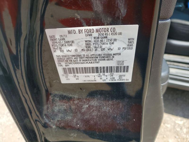 Продаж на аукціоні авто 2012 Ford Escape, vin: 1FMCU0DG2CKA83797, номер лоту: 58879836