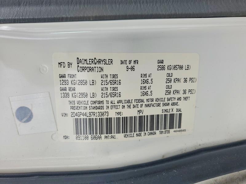58861016 :رقم المزاد ، 2D4GP44L97R133073 vin ، 2007 Dodge Grand Caravan مزاد بيع