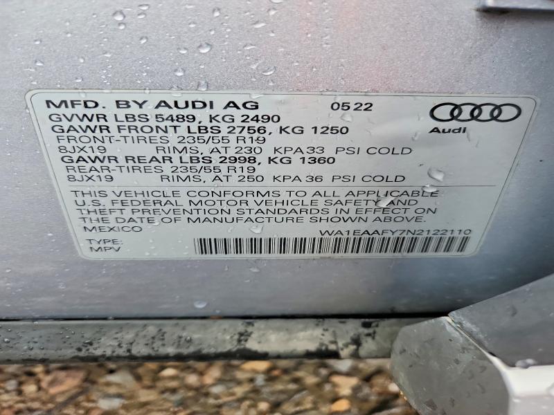 Продажа на аукционе авто 2022 Audi Q5, vin: WA1EAAFY7N2122110, номер лота: 56325736