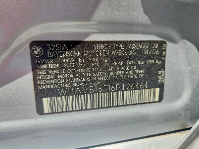 Aukcja sprzedaży 2006 Bmw 325, vin: WBAVB13516PT26464, numer aukcji: 58570556