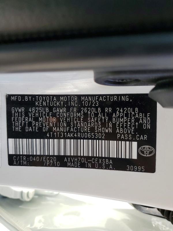 Продажа на аукционе авто 2024 Toyota Camry Hybrid, vin: 4T1T31AK4RU065302, номер лота: 52056906