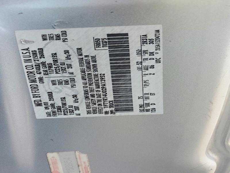 2002 Ford Ranger მანქანა იყიდება აუქციონზე, vin: 1FTYR14U02PA13952, აუქციონის ნომერი: 56978566
