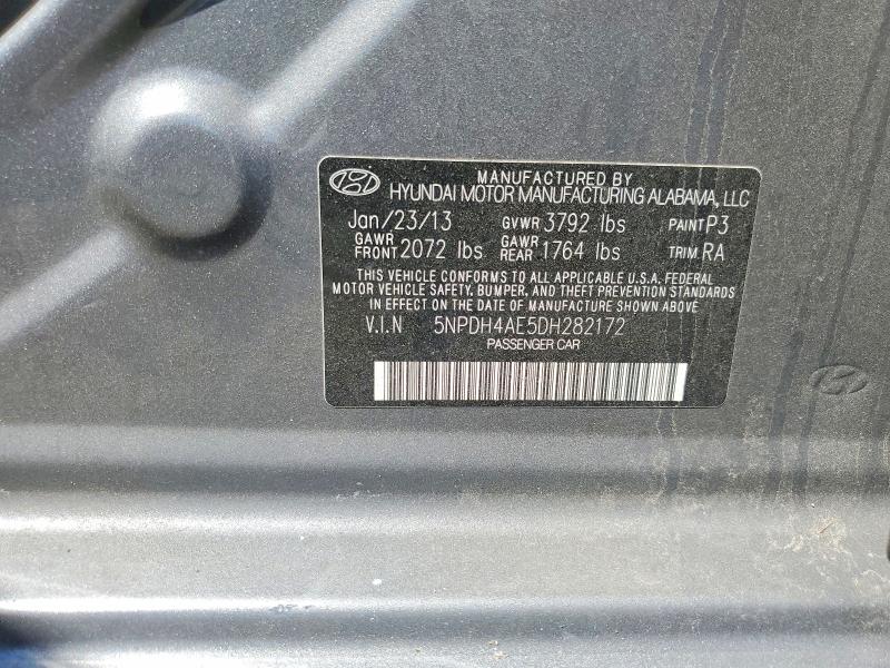 55684786 :رقم المزاد ، 5NPDH4AE5DH282172 vin ، 2013 Hyundai Elantra مزاد بيع