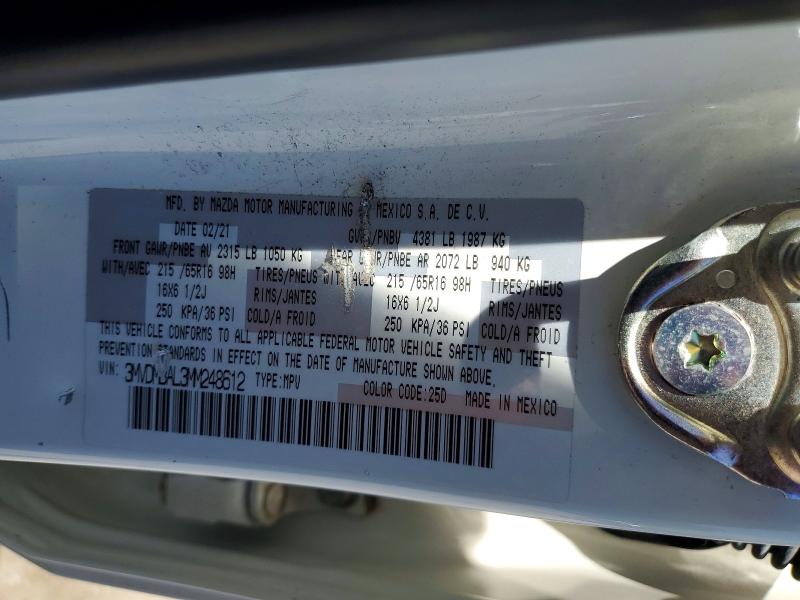 2021 Mazda Cx-30 მანქანა იყიდება აუქციონზე, vin: 3MVDMBAL3MM248612, აუქციონის ნომერი: 55810296