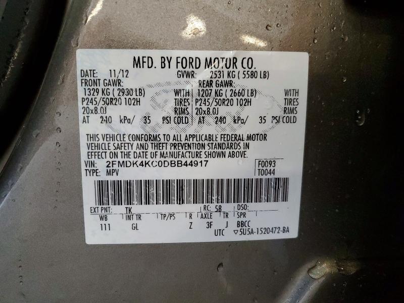 Продажа на аукционе авто 2013 Ford Edge, vin: 2FMDK4KC0DBB44917, номер лота: 57891806