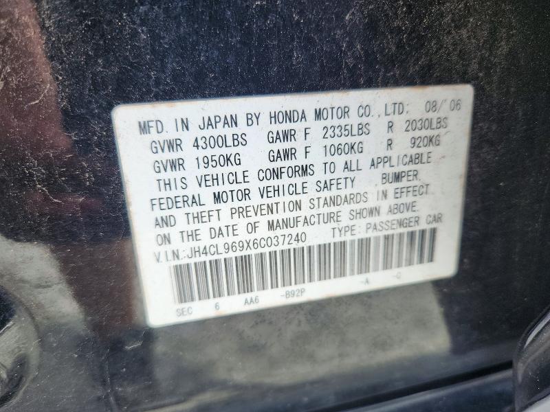 58797056 :رقم المزاد ، JH4CL969X6C037240 vin ، 2006 Acura Tsx مزاد بيع