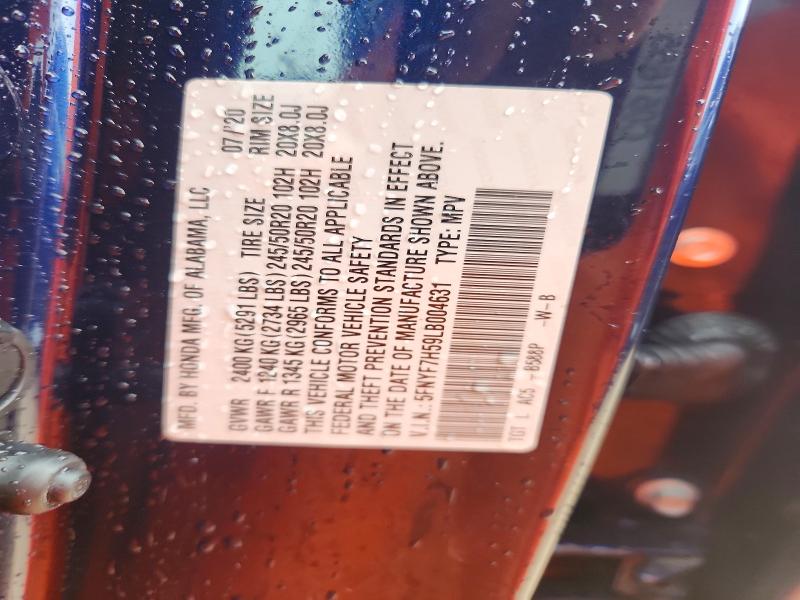 57428666 :رقم المزاد ، 5FNYF7H59LB004631 vin ، 2020 Honda Passport مزاد بيع