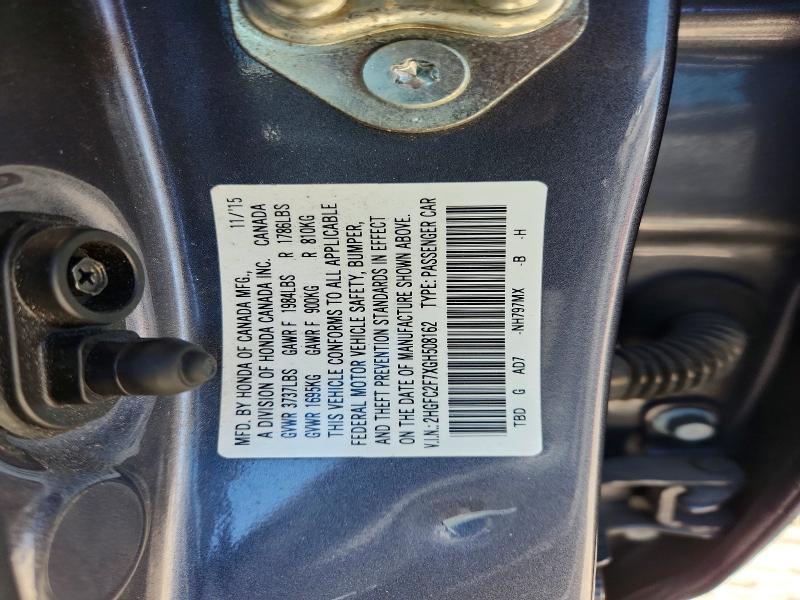 55774806 :رقم المزاد ، 2HGFC2F7XGH508162 vin ، 2016 Honda Civic مزاد بيع
