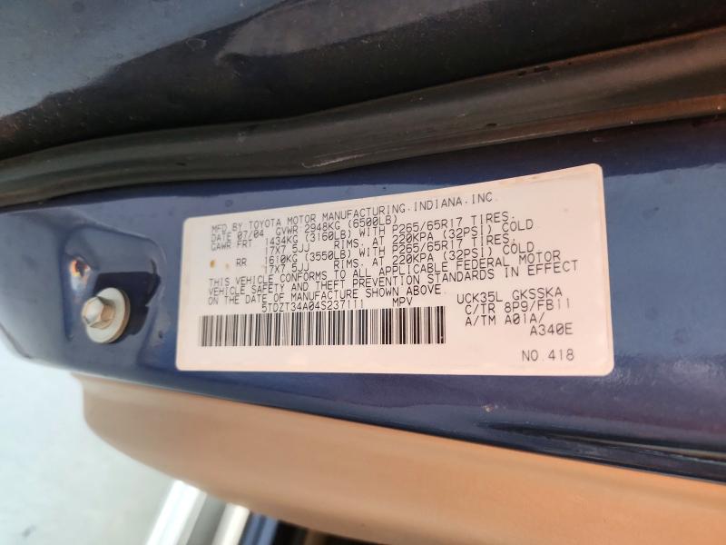 2004 Toyota Sequoia მანქანა იყიდება აუქციონზე, vin: 5TDZT34A04S237111, აუქციონის ნომერი: 56860666