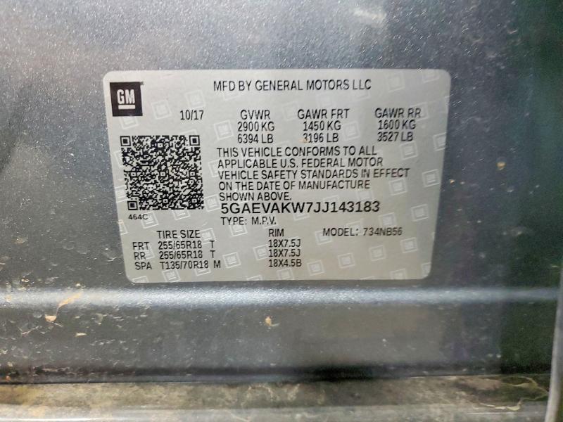 Aukcja sprzedaży 2018 Buick Enclave, vin: 5GAEVAKW7JJ143183, numer aukcji: 58990766