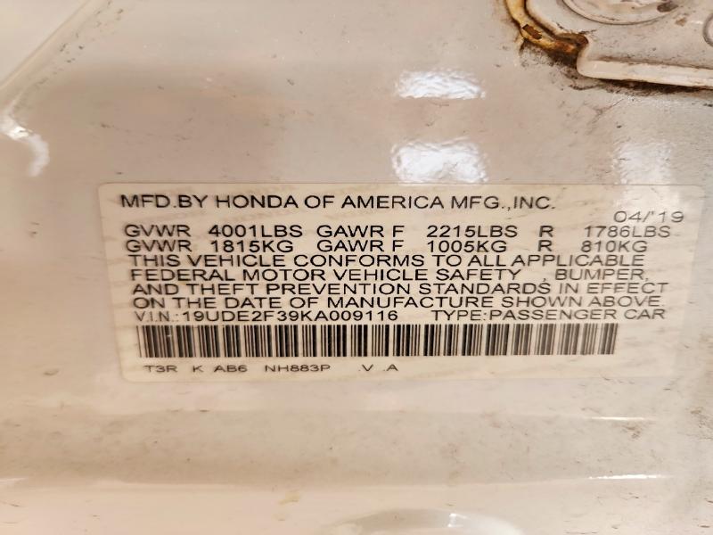 Aukcja sprzedaży 2019 Acura Ilx, vin: 19UDE2F39KA009116, numer aukcji: 59004036