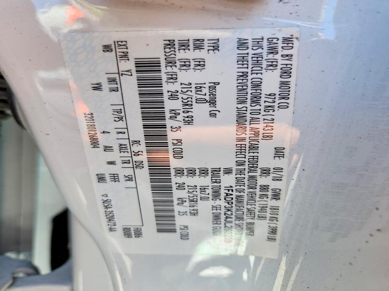 2018 Ford Focus მანქანა იყიდება აუქციონზე, vin: 1FADP3K24JL260209, აუქციონის ნომერი: 56600196