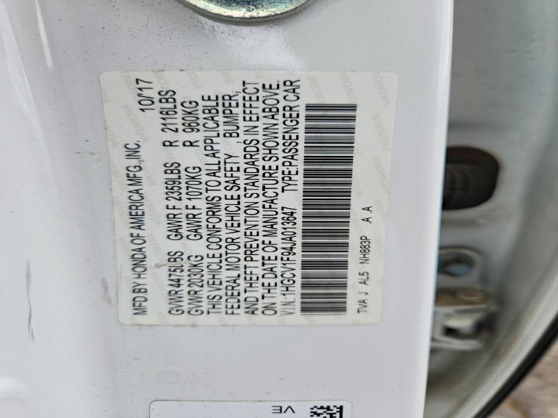 55806106 :رقم المزاد ، 1HGCV1F94JA013647 vin ، 2018 Honda Accord مزاد بيع