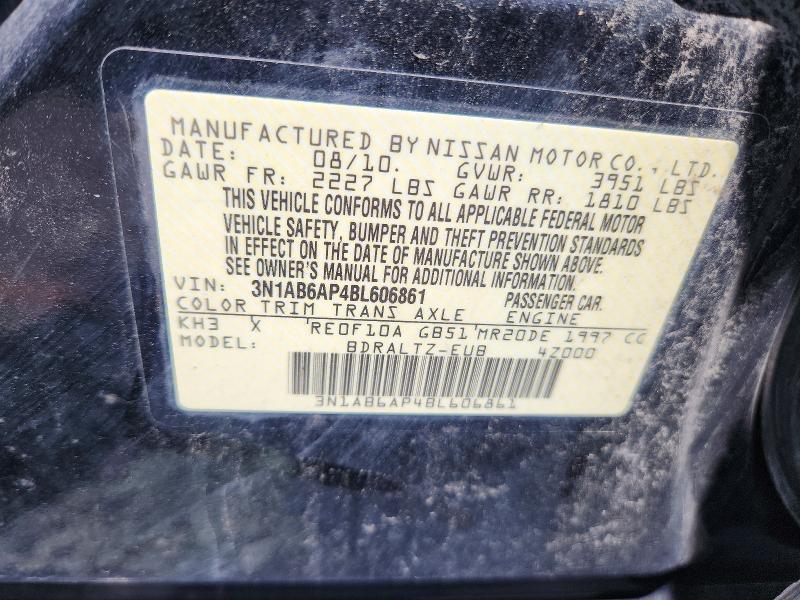 2011 Nissan Sentra მანქანა იყიდება აუქციონზე, vin: 3N1AB6AP4BL606861, აუქციონის ნომერი: 59095026