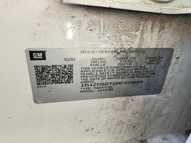 Продаж на аукціоні авто 2021 Chevrolet Malibu, vin: 1G1ZD5ST2MF074659, номер лоту: 58005866