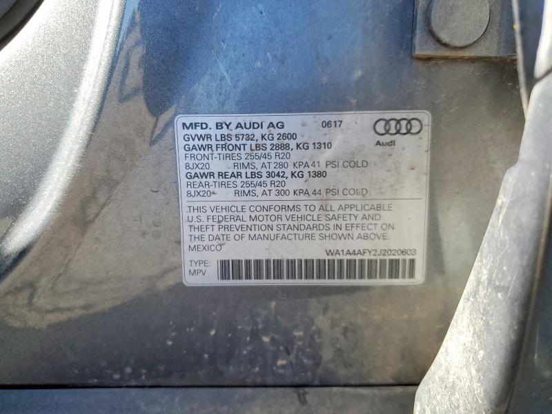 Продажа на аукционе авто 2018 Audi Sq5, vin: WA1A4AFY2J2020603, номер лота: 56875366