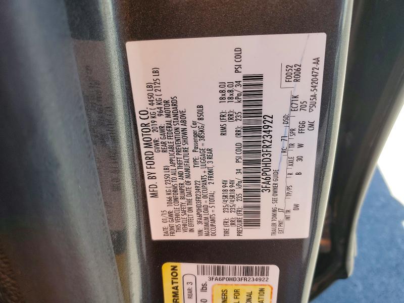 2015 Ford Fusion მანქანა იყიდება აუქციონზე, vin: 3FA6P0HD3FR234922, აუქციონის ნომერი: 56723706