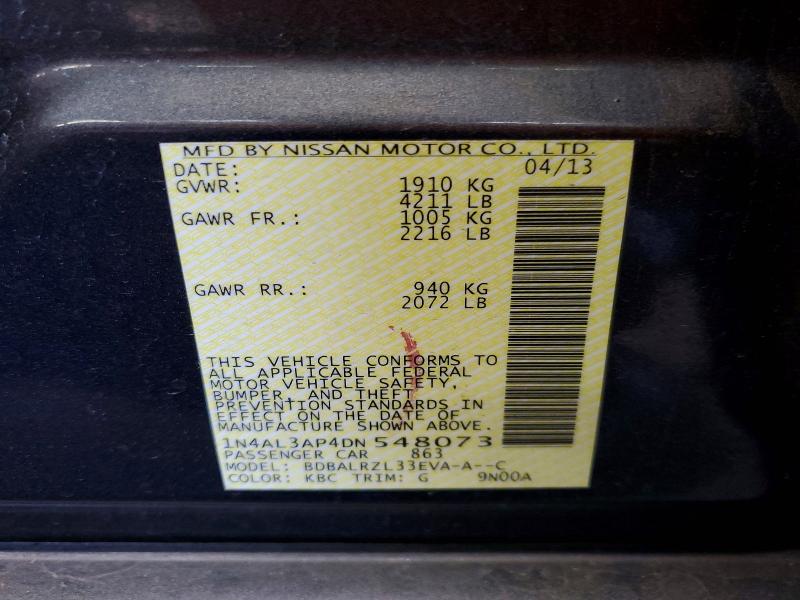 2013 Nissan Altima მანქანა იყიდება აუქციონზე, vin: 1N4AL3AP4DN548073, აუქციონის ნომერი: 57488066