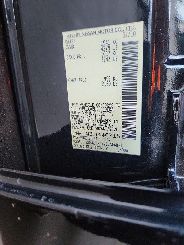 Aukcja sprzedaży 2011 Nissan Altima, vin: 1N4AL2AP2BN446715, numer aukcji: 58109996