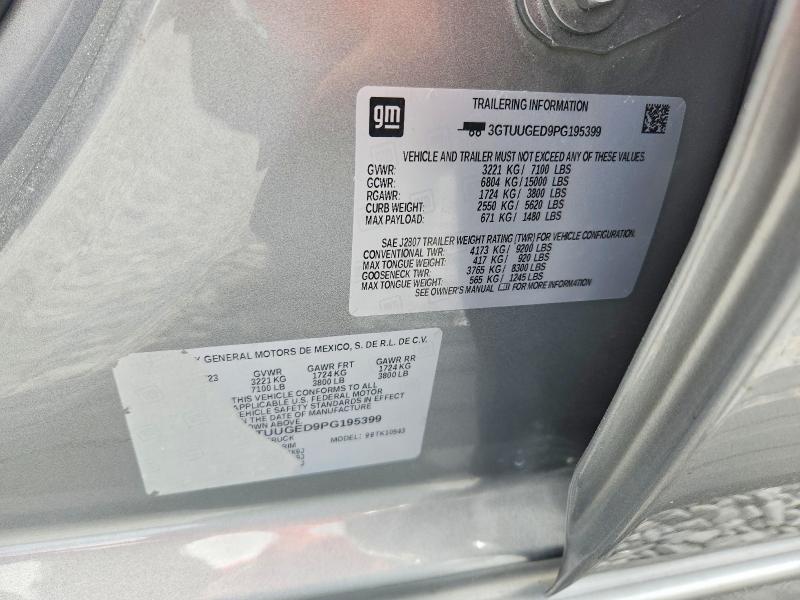Aukcja sprzedaży 2023 Gmc Sierra, vin: 3GTUUGED9PG195399, numer aukcji: 56837576