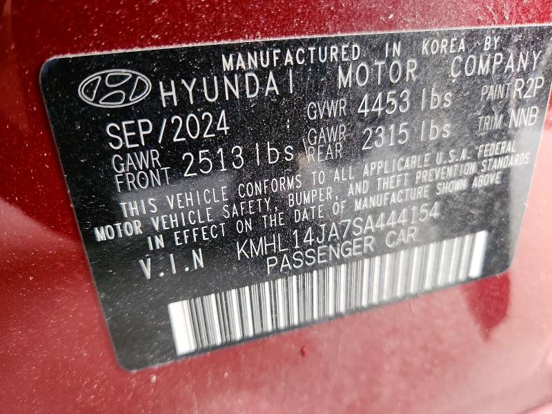 57966646 :رقم المزاد ، KMHL14JA7SA444154 vin ، 2025 Hyundai Sonata مزاد بيع