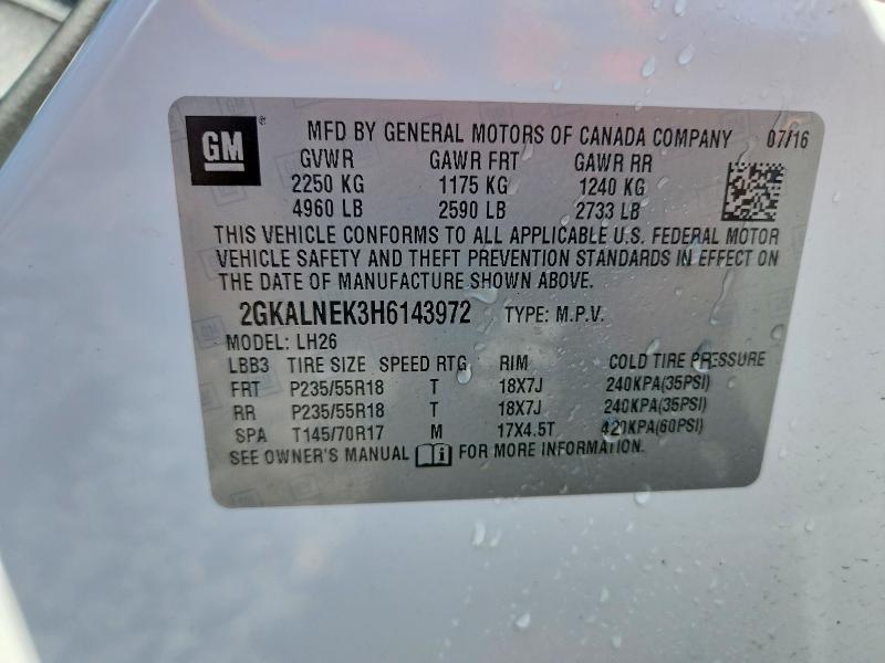 2017 Gmc Terrain მანქანა იყიდება აუქციონზე, vin: 2GKALNEK3H6143972, აუქციონის ნომერი: 57506636