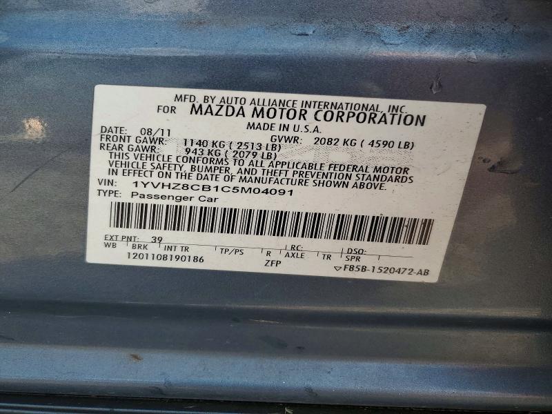 Продаж на аукціоні авто 2012 Mazda 6, vin: 1YVHZ8CB1C5M04091, номер лоту: 58719506
