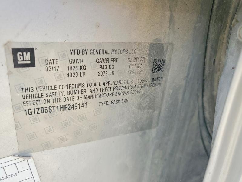 59195506 :رقم المزاد ، 1G1ZB5ST1HF249141 vin ، 2017 Chevrolet Malibu مزاد بيع