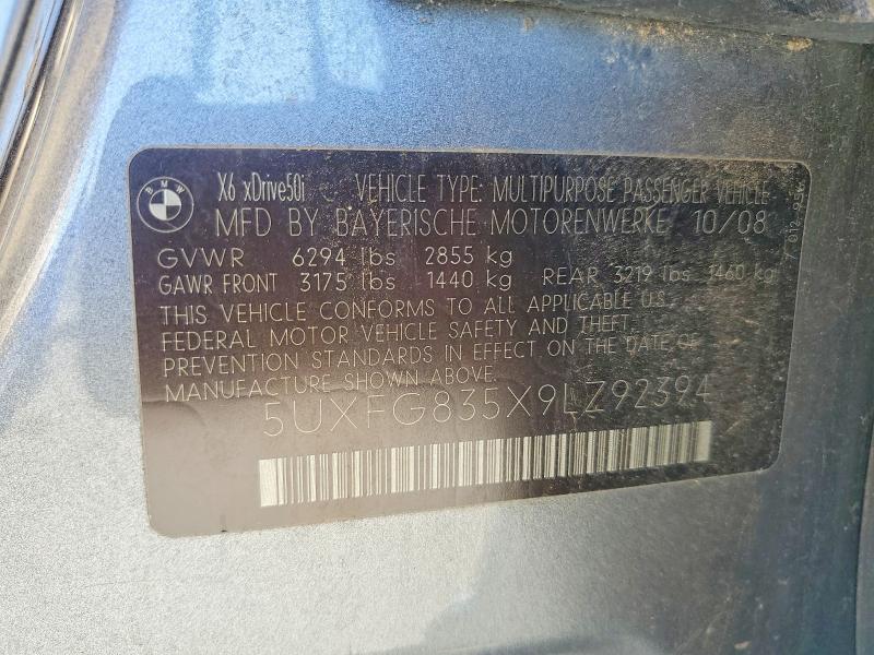 Продаж на аукціоні авто 2009 Bmw X6, vin: 5UXFG835X9LZ92394, номер лоту: 58655346