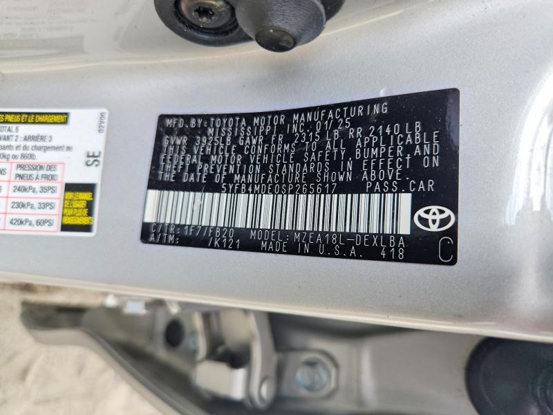 Продажа на аукционе авто 2025 Toyota Corolla, vin: 5YFB4MDE0SP265617, номер лота: 57714536