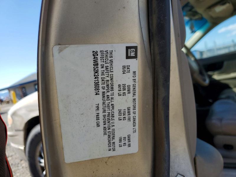 Aukcja sprzedaży 2004 Buick Regal, vin: 2G4WB52K241360814, numer aukcji: 55970696