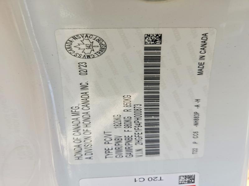 Продажа на аукционе авто 2023 Honda Civic, vin: 2HGFE1F94PH000873, номер лота: 56617926