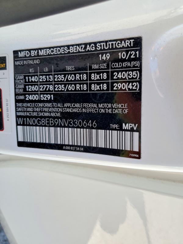 Продажа на аукционе авто 2022 Mercedes-benz Glc, vin: W1N0G8EB9NV330646, номер лота: 56336416