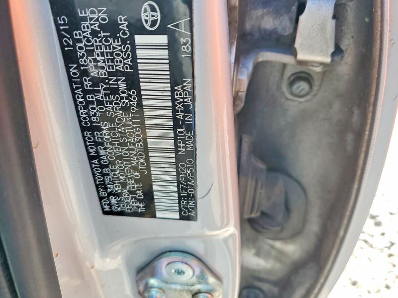 57190366 :رقم المزاد ، JTDKDTB30G1119466 vin ، 2016 Toyota Prius C مزاد بيع