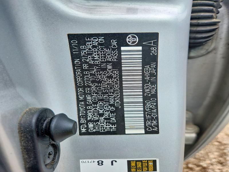56776636 :رقم المزاد ، JTDKN3DUXB0253581 vin ، 2011 Toyota Prius مزاد بيع