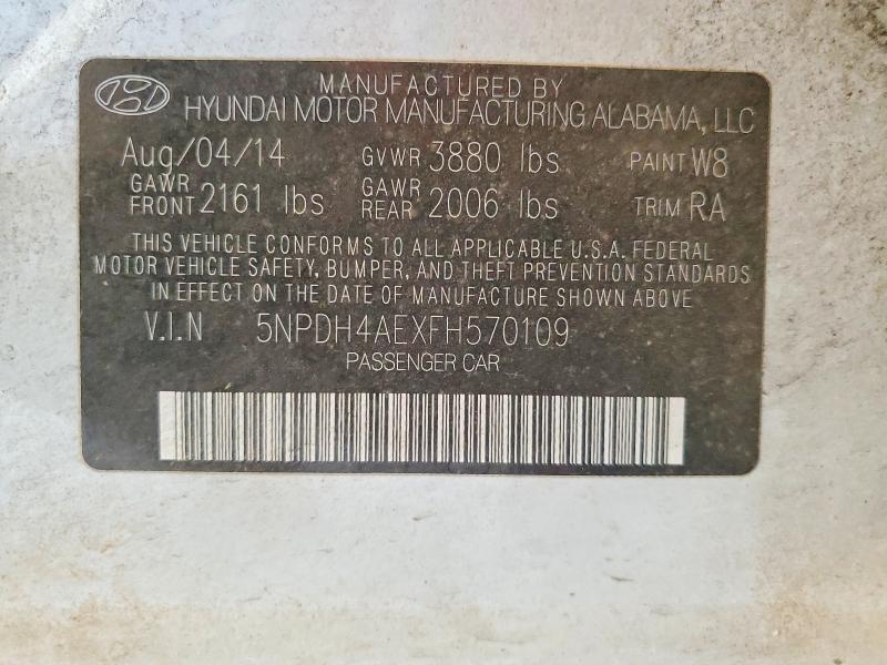 2015 Hyundai Elantra მანქანა იყიდება აუქციონზე, vin: 5NPDH4AEXFH570109, აუქციონის ნომერი: 56546886